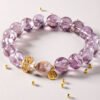 925 silver inlaid amethyst baroque pearl bracelet | noble and elegant