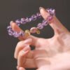 925 silver inlaid amethyst baroque pearl bracelet | noble and elegant