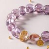 925 silver inlaid amethyst baroque pearl bracelet | noble and elegant