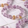 925 silver inlaid amethyst baroque pearl bracelet | noble and elegant