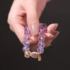 925 silver inlaid amethyst baroque pearl bracelet | noble and elegant