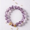 925 silver inlaid amethyst baroque pearl bracelet | noble and elegant