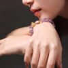 925 silver inlaid amethyst baroque pearl bracelet | noble and elegant