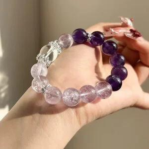 Natural two-color amethyst, transparent crystal, pink crystal | Gift for female businessmen