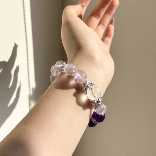 Natural two-color amethyst, transparent crystal, pink crystal | Gift for female businessmen